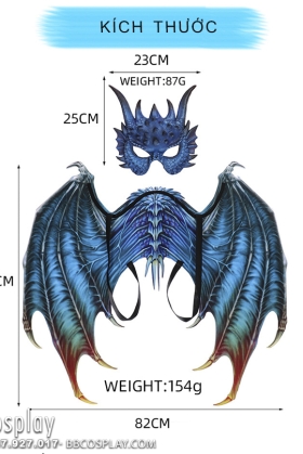 Cánh Rồng Xanh Vải Nỉ In 3D Kèm Mặt Nạ