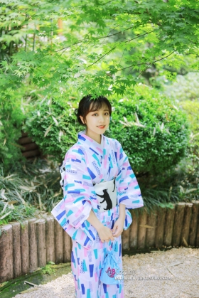 Yukata Tết - Xanh Aoi Obi Neko