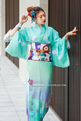 Yukata Xanh Mint Mintogurin Kujaku