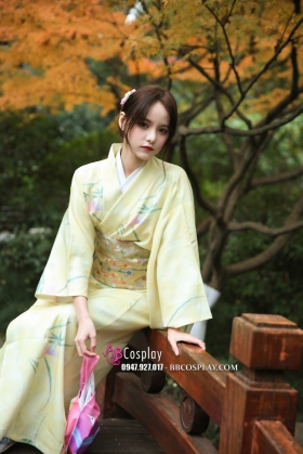 Yukata Vàng Lime Nhẹ Nhàng