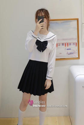 Đồ Nữ Sinh Cơ Bản Áo Trắng Có Túi Tay Dài Size S