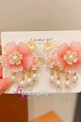 Cặp Kẹp Tóc Dễ Thương Cổ Trang Hằng Nga Cho Bé Tone Hồng Đỏ