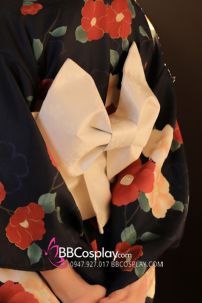 Đai Lưng Kimono Trắng Hoạ Tiết Chìm Hoa Anh Đào