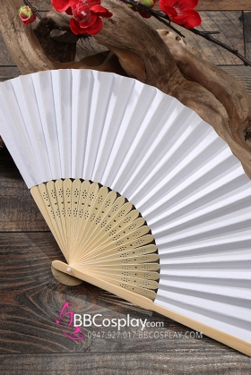 Quạt Giấy Xếp Trắng Trơn