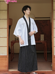 Samurai Kimono Nam - Mẫu Trắng Viền Đen