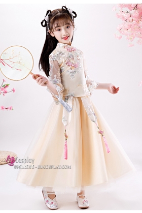 Hỉ Phục Cách Tân Bé Gái Màu Kem 140