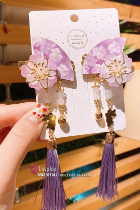 Kanzashi Cài Tóc Nhật Quạt Tím