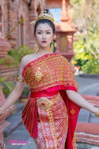Trang Phục Thái Lan Áo Đỏ Kim Sa- Váy Đỏ Kim Tuyến