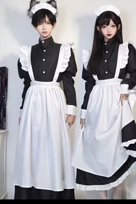 Đầm Maid Tay Dài - Đồ Hầu Gái Dáng Dài Màu Đen