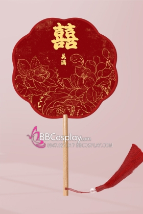 Quạt Hoa Đỏ Song Hỷ