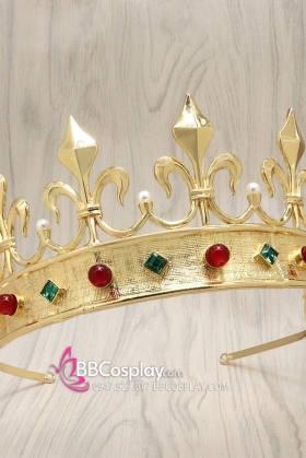 Vương Miện Hoàng Tử Màu Vàng Có Đá Màu
