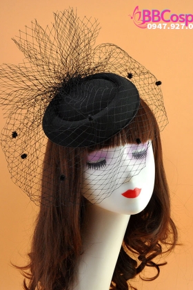 Nón Cocktail Cổ Điển Dạng Nón Lưới- Màu Đen