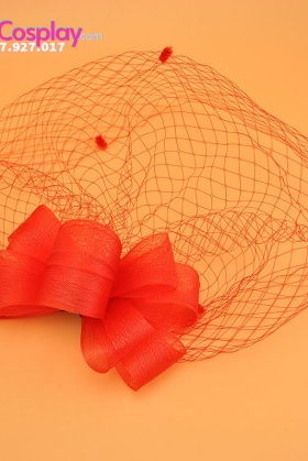 Nón Cocktail Cổ Điển Nơ Lưới- Màu Đỏ