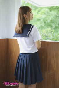 Trang Phục Seifuku Nữ Sinh Nhật Áo Trắng 2 Sọc - Váy Xanh Đen Cơ Bản