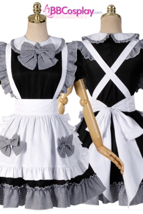 Đồ Nàng Hầu Maid Đen Trắng Viền Caro Đen