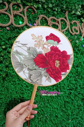 Quạt Tròn Hải Đường Sắc Đỏ