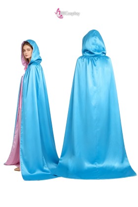 Áo Choàng 2 Lớp Vải Phi Bóng Có Nón - Hồng Xanh