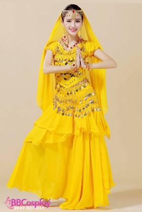 Trang Phục Ấn Độ Màu Vàng Tay Ngắn