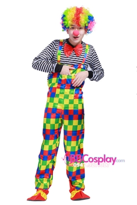 Trang Phục Chú Hề Pháp Nam Áo Sọc Đen Trắng Quần Ca Rô