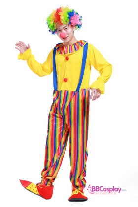 Trang Phục Chú Hề Nam Áo Vàng Quần Sọc 7 Màu