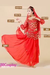 Đồ Cô Dâu Ấn Độ Tím Tay Dài Váy Nhọn