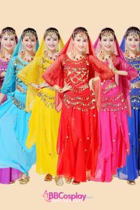 Đồ Cô Dâu Ấn Độ Xanh Nhạt Tay Dài Váy Nhọn
