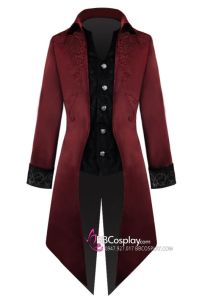 Vest Tuxedo Nhung Đỏ Đô 16-18Th Century