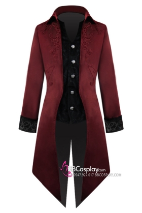 Vest Tuxedo Nhung Đỏ Đô 16-18Th Century