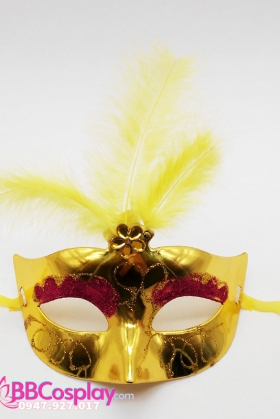 Mặt Nạ Nửa Trơn Có Lông Vũ - Màu Vàng