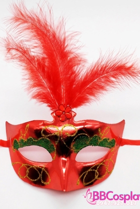 Mặt Nạ Nửa Trơn Có Lông Vũ - Màu Đỏ