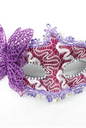 Mặt Nạ Nửa Mặt Ren Cài Bướm - Màu Tím