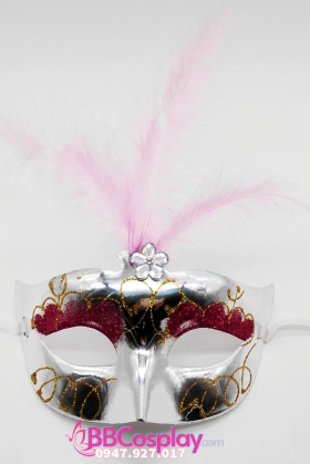 Mặt Nạ Nửa Trơn Có Lông Vũ - Màu Trắng