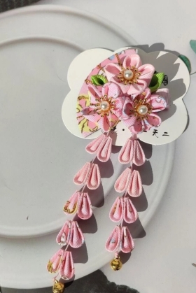 Kanzashi Phụ Kiện Cài Nhật Bản Nhiều Màu - Hồng Rẻ Quạt