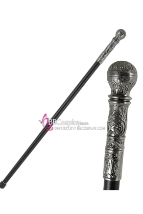 Gậy Quý Tộc Đầu Tròn Bạc Khắc Hoa Văn Đơn Giản