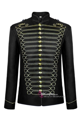 Vest Cổ Điển Phục Hưng Edwardian Đen Viền Chỉ Vàng