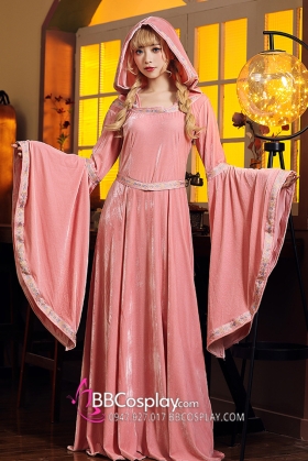 Trang Phục Phù Thuỷ Tay Loe Có Nón Vải Nhung - Màu Hồng Pastel