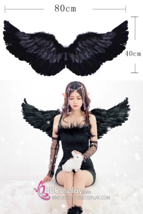 Cánh Ác Quỷ Lông Ngỗng Đen 80X40Cm