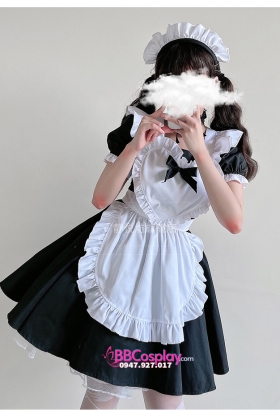 Đồ Nàng Hầu Maid Tạp Dề Trái Tim - Màu Đen