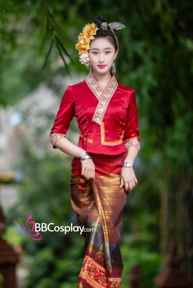 Đồ Trang Phục Thái - Vân Nam Nữ Mẫu Đỏ