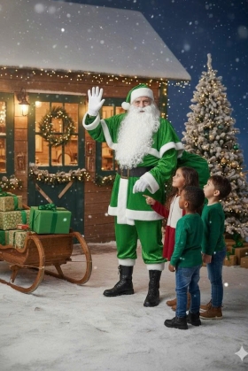 Bộ Ông Già Noel Xanh Lá Siêu Cấp Có Áo Choàng