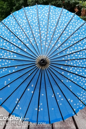 Dù Nghệ Thuật Wagasa Nhật Bản Xanh Nhạt Cánh Hoa