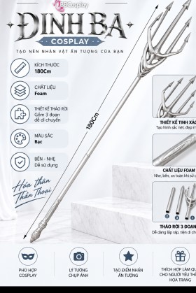 Đạo Cụ Mô Hình Cây Đinh Ba Của Aquaman Màu Bạc Dài 180Cm