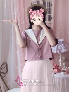 Tramg Phục Nữ Sinh Hồng Ruốc Váy Trắng Siêu Cuteee Size Lớn