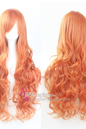 Tóc Giả Cam Cam Dài Đuôi Gợn Sóng 60Cm