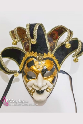 Mặt Nạ Hề Lễ Hội Venetian Đen Vàng