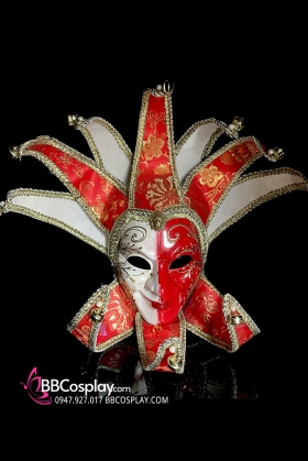 Mặt Nạ Lễ Hội Thành Phố Xa Hoa Nước Ý - Màu Đỏ Trắng