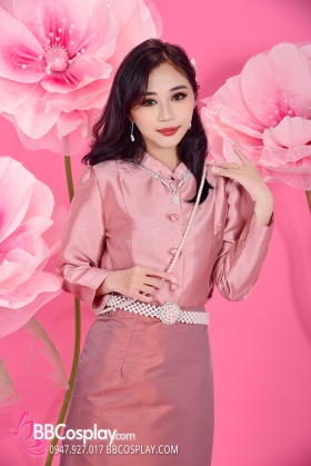 Trang Phục Thái Lan Dự Tiệc Màu Hồng Đất