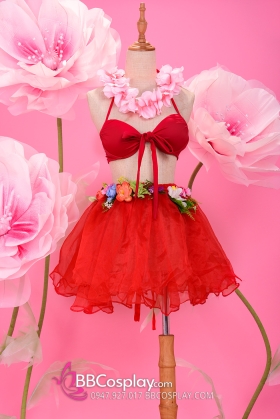 Trang Phục Hawaii Váy Đỏ Áo Đỏ