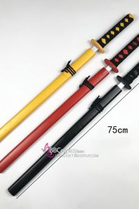 Kiếm Gỗ Samurai 72Cm Cam - Đỏ - Đen