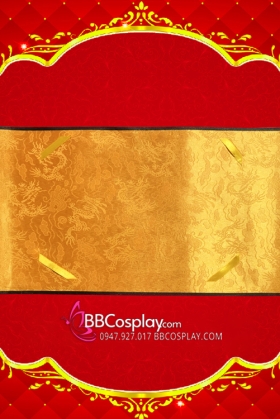 Thánh Chỉ Cổ Trang Trơn Không Chữ Gấm Rồng Kẹp Giấy A4 - Vàng